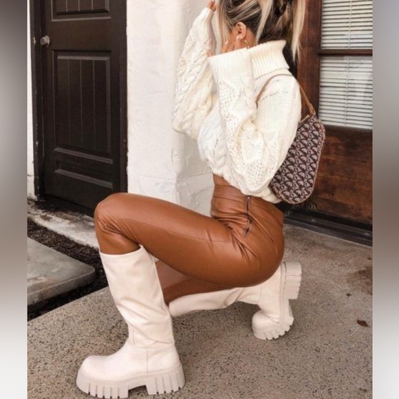 Zara Pants - Zara faux brown leather pants